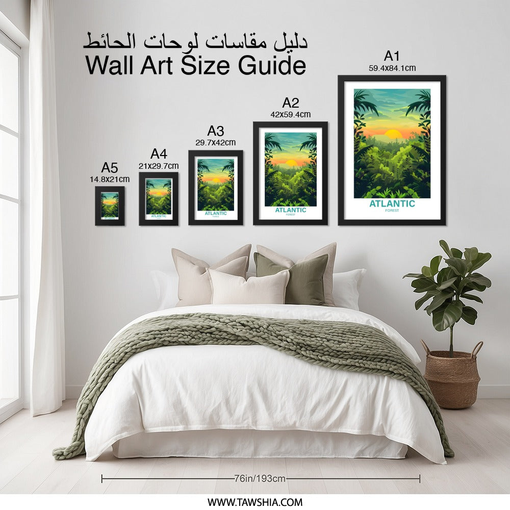 Atlantic Forest Wall Art, Tropical Jungle Print, Nature Landscape Decor, Sunset Scenery Poster, Greenery Artwork, Home Office Decor - Tawshia