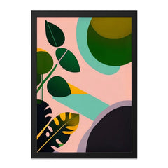 Abstract Leaf Wall Art, Modern Botanical Print, Geometric Shapes Decor, Contemporary Art, Tropical Leaves Artwork, Trendy Home Decor - Tawshia