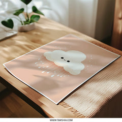 Cute Cloud Photographic Print, Nursery Art Print, Whimsical Decor, Weather Illustration, Smiling Cloud, Kids Room Decor, Pastel Art - Tawshia