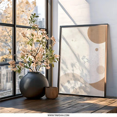 Abstract Wall Art, Beige Circles, Minimalist Art Print, Neutral Tone Decor, Modern Home Art, Geometric Art, Contemporary Wall Decor - Tawshia