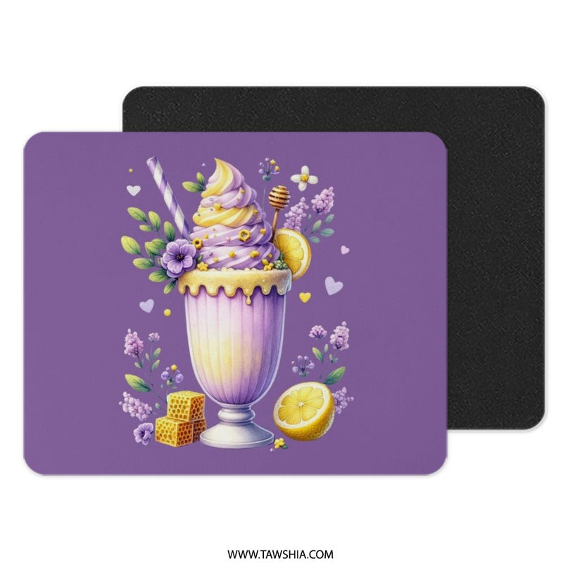 Lemon Honey Sundae Mouse Pad, Floral Computer Mat, Pretty Desk Decor, Office Gift, Kawaii Mousepad, Cute Mouse Pad, Honeycomb, Sweet Treat - Tawshia