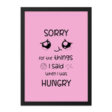 Funny Hungry Apology Wall Art, Cute Cookie Design, Quirky Home Decor, Pink Wall Decor, Hangry Phrase Art, Unique Wall Decor Print - Tawshia