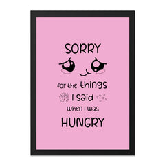 Funny Hungry Apology Wall Art, Cute Cookie Design, Quirky Home Decor, Pink Wall Decor, Hangry Phrase Art, Unique Wall Decor Print - Tawshia