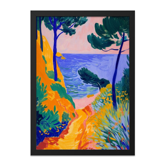 Fauvism Wall Art, Colorful Seascape Print, Ocean View Painting, Coastal Art, Home Decor, Henri Matisse Inspired Artwork, Framed Art - Tawshia