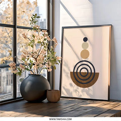 Minimalist Geometric Wall Art, Modern Abstract Print, Circle Art, Neutral Tone Poster, Contemporary Home Decor, Stylish Artwork - Tawshia