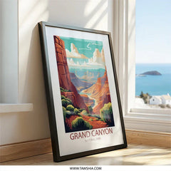 Grand Canyon Wall Art, National Park Print, Nature Landscape Poster, Arizona Travel Decor, Southwest USA Painting, Home Office Artwork - Tawshia