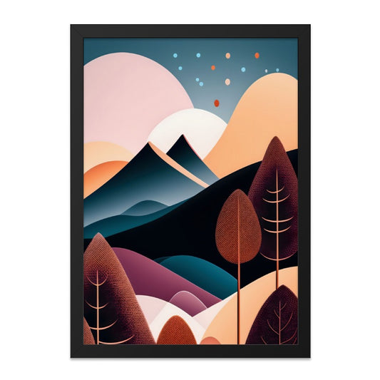 Mountain Landscape Wall Art, Abstract Mountain Print, Geometric Art Print, Modern Home Decor, Nature Scenery Art, Colorful Wall Hanging - Tawshia