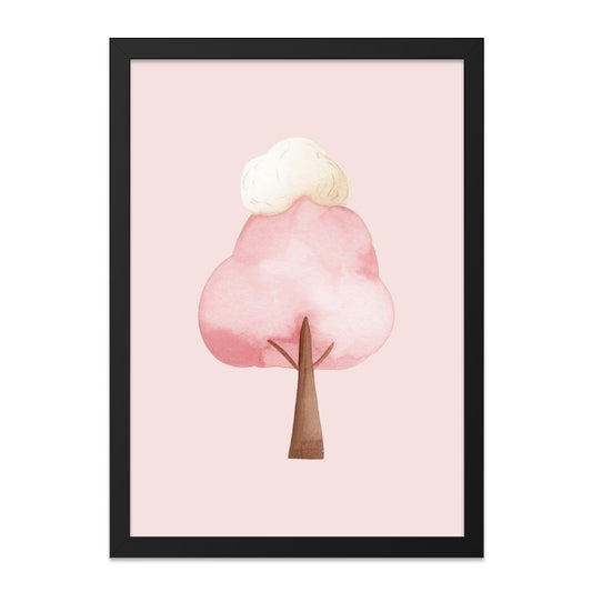 Pink Tree Wall Art, Watercolor Tree Print, Nursery Decor, Cute Tree Art, Pastel Pink Decor, Whimsical Art Print, Cloud Tree Artwork - Tawshia