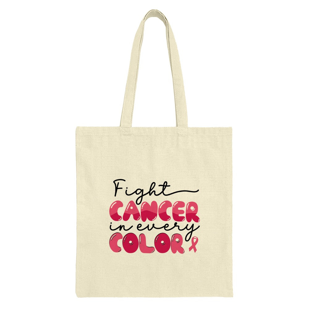 Fight Cancer in Every Color Tote Bag, Awareness Ribbon, Supportive Gift, Hopeful Design, Cancer Awareness, Gift for Survivor - Tawshia