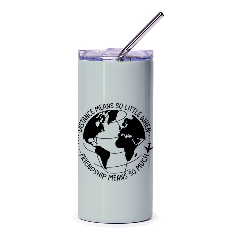 Long Distance Friendship Tumbler, Globe and Airplane Travel Mug, Friends Far Away Gift, Friendship Tumbler, Travel Buddy Gift Idea - Tawshia