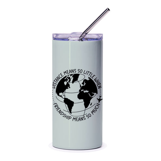 Long Distance Friendship Tumbler, Globe and Airplane Travel Mug, Friends Far Away Gift, Friendship Tumbler, Travel Buddy Gift Idea - Tawshia