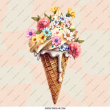 Floral Ice Cream Pinback, Cute Pin Badge, Sweet Treat Pin, Summer Accessory, Foodie Gift, Fun Flair, Unique Pins, Button Pin, Pin Collection - Tawshia