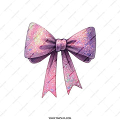 Pink Glitter Bow Pillow, Sparkly Pillow, Girly Room Decor, Decorative Throw Pillow, Cute Pillow, Gift for Her, Home Decor - Tawshia