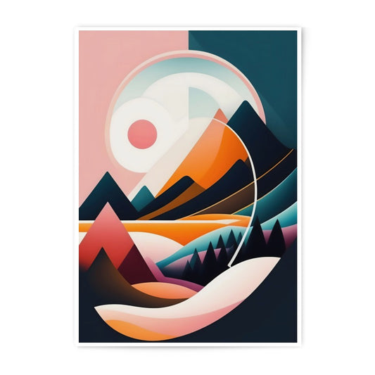 Geometric Landscape Photographic Print, Abstract Mountain Art, Modern Art Print, Minimalist Wall Decor, Sunrise Art, Colorful Scenery Photo - Tawshia