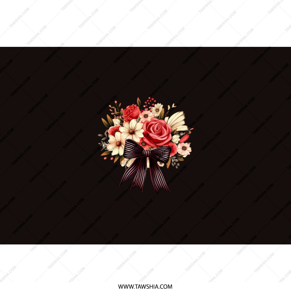 Floral Bouquet Tumbler, Roses and Daisies, Ribbon Bow Tumbler, Elegant Tumbler, Gift for Her, Flower Tumbler, Black Tumbler - Tawshia