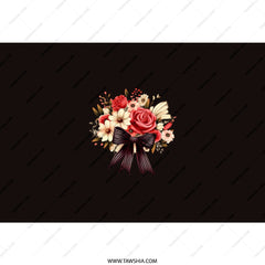Floral Bouquet Tumbler, Roses and Daisies, Ribbon Bow Tumbler, Elegant Tumbler, Gift for Her, Flower Tumbler, Black Tumbler - Tawshia