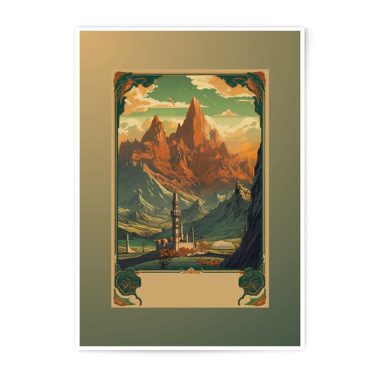 Mountainscape Photographic Print, Islamic Art, Landscape, Desert Peaks, Architectural Detail, Decorative Print, Wall Decor - Tawshia