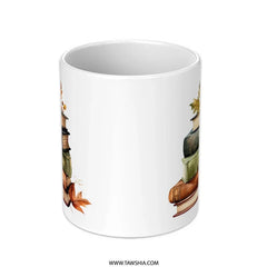 Fall Reading Mug, Book Lover Gift, Autumn Decor Coffee Mug, Cozy Season Drinkware, Stacked Books and Leaves Mug, Literary Gifts - Tawshia