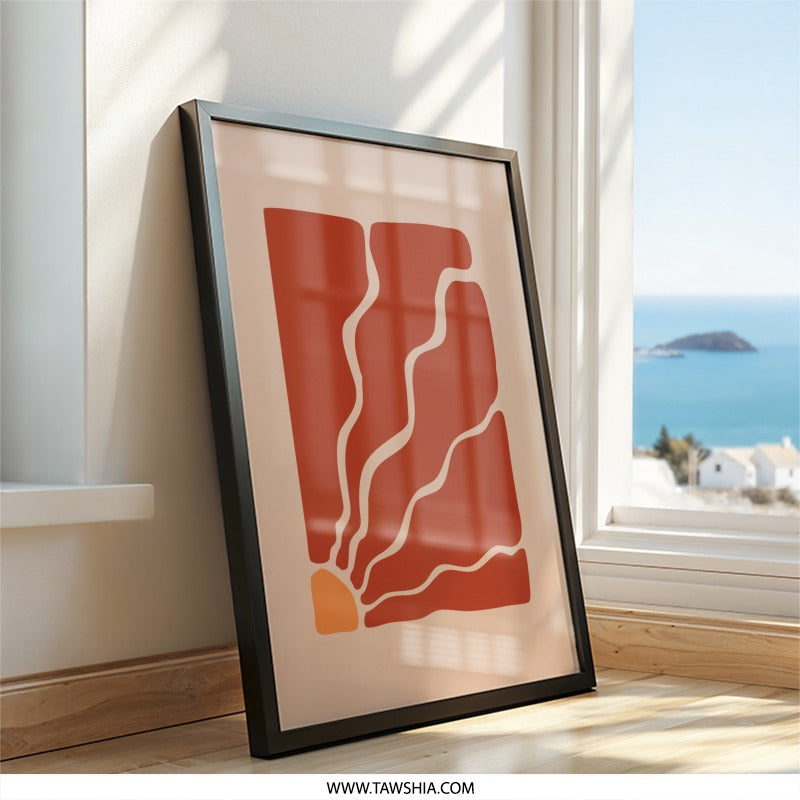 Abstract Shapes Wall Art, Burnt Orange Print, Minimalist Art, Modern Home Decor, Geometric Art Print, Bohemian Wall Decor - Tawshia