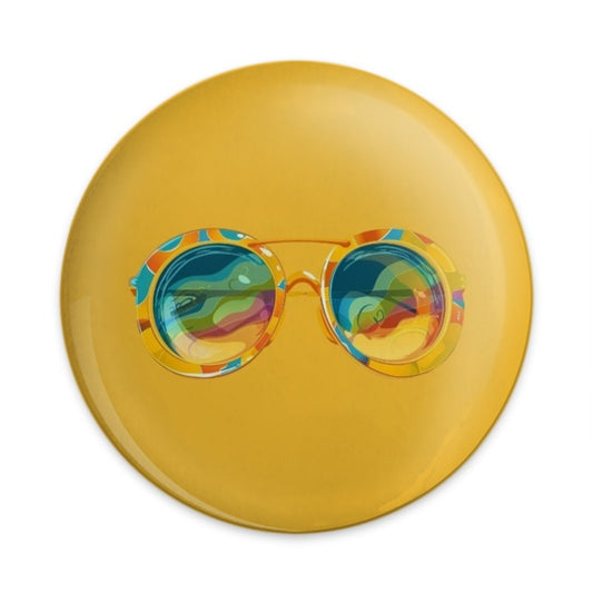 Retro Sunglasses Pinback Button, Colorful Eyewear Badge, Vintage Style Fashion Accessory, Groovy 70s Gift, Cool Pin for Bags, Jackets - Tawshia