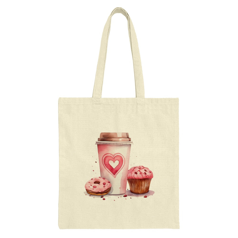 Coffee Donut Cupcake Tote Bag, Watercolor Design, Sweet Treats, Food Lover Gift, Everyday Bag, Valentines Day Gift, Unique Tote Bag - Tawshia