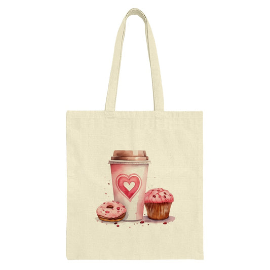 Coffee Donut Cupcake Tote Bag, Watercolor Design, Sweet Treats, Food Lover Gift, Everyday Bag, Valentines Day Gift, Unique Tote Bag - Tawshia