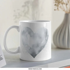 Gray Heart Mug, Watercolor Heart, Love Mug, Anniversary Gift, Coffee Mug, Tea Mug, Valentine's Day Gift, Heart Cup, Unique Mug, Gift Idea - Tawshia