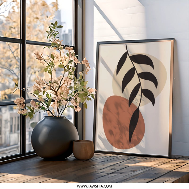 Minimalist Wall Art, Botanical Print, Abstract Art Print, Modern Home Decor, Leaf Wall Art, Geometric Art, Neutral Art Print - Tawshia