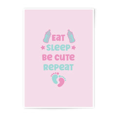 Baby Photographic Prints, Nursery Wall Decor, Eat Sleep Be Cute Repeat, Pink and Blue Art, Baby Room Prints, Baby Shower Gift Prints - Tawshia