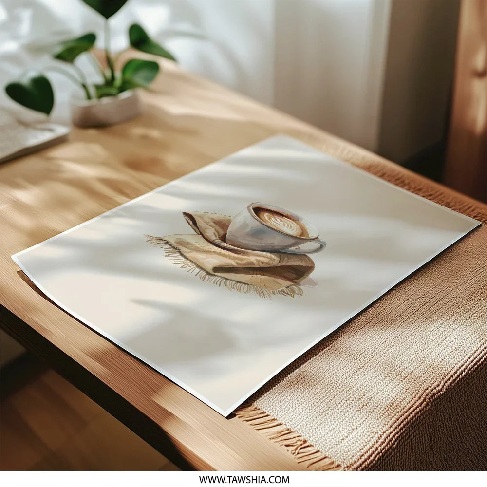 Latte Art Photographic Prints, Coffee Cup Prints, Cozy Home Decor, Kitchen Art Prints, Cafe Wall Art, Coffee Lover Gift - Tawshia