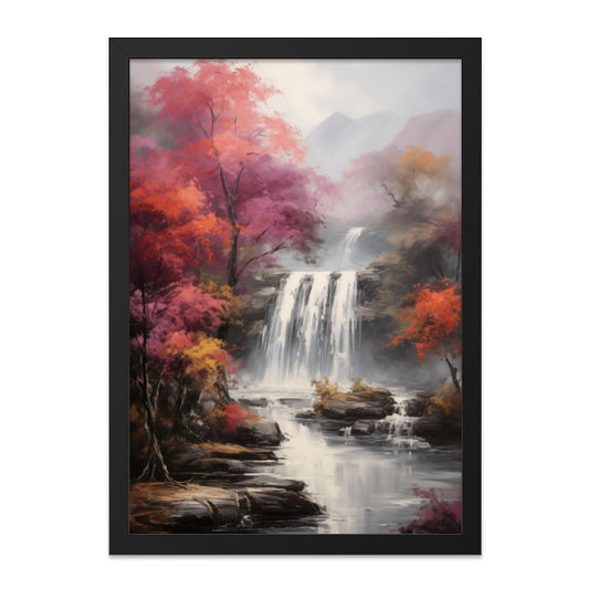 Waterfall Wall Art, Autumn Landscape, Fall Foliage Print, Nature Scenery, Scenic Decor, Colorful Waterfall Artwork, Peaceful Waterfalls - Tawshia