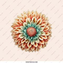 Peach Dahlia Pocket Mirror, Floral Compact Mirror, Makeup Mirror, Flower Art Portable Mirror, Purse Mirror, Gift for Her - Tawshia