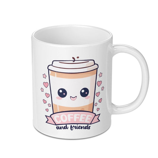Coffee and Friends Mug, Cute Kawaii Mug, Coffee Lover Gift, Friendship Mug, Unique Coffee Mug, Gift for Best Friend, Drinkware - Tawshia