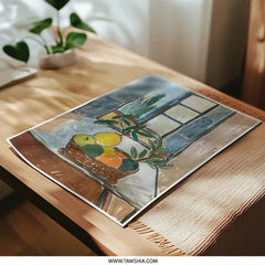 Fruit Basket Photographic Print, Window Still Life, Colorful Home Decor, Impressionist Art Print, Kitchen Wall Art - Tawshia