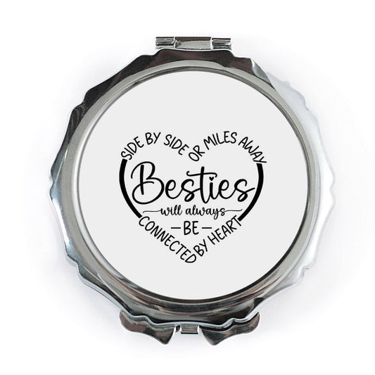 Besties Pocket Mirror, Side by Side Gift, Friendship Mirror, Best Friend Gift, Connected by Heart Compact Mirror, Travel Mirror - Tawshia
