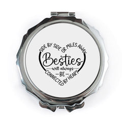 Besties Pocket Mirror, Side by Side Gift, Friendship Mirror, Best Friend Gift, Connected by Heart Compact Mirror, Travel Mirror - Tawshia