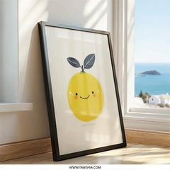 Cute Lemon Wall Art, Smiling Fruit Print, Kitchen Decor, Modern Art Print, Kids Room Art, Playroom Decor, Citrus Wall Decor - Tawshia
