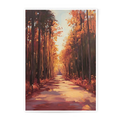 Autumn Forest Photographic Print, Fall Landscape Art, Golden Road Photography, Nature Wall Decor, Seasonal Home Accent - Tawshia