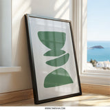 Abstract Green Wall Art, Geometric Shapes Art, Modern Home Decor, Minimalist Print, Living Room Art, Office Wall Art - Tawshia