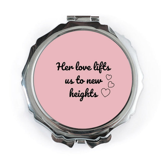 Love Heights Pocket Mirror, Inspirational Quote, Gift for Her, Pink Mirror, Compact Mirror, Purse Mirror, Makeup Mirror - Tawshia