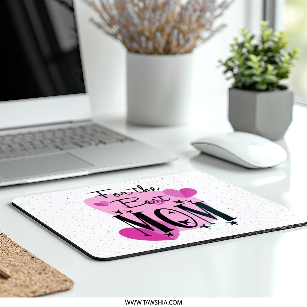 Best Mom Mouse Pad, Mother's Day Gift, Cute Desk Accessory, Office Decor, Heart Mousepad, Unique Gifts for Moms - Tawshia