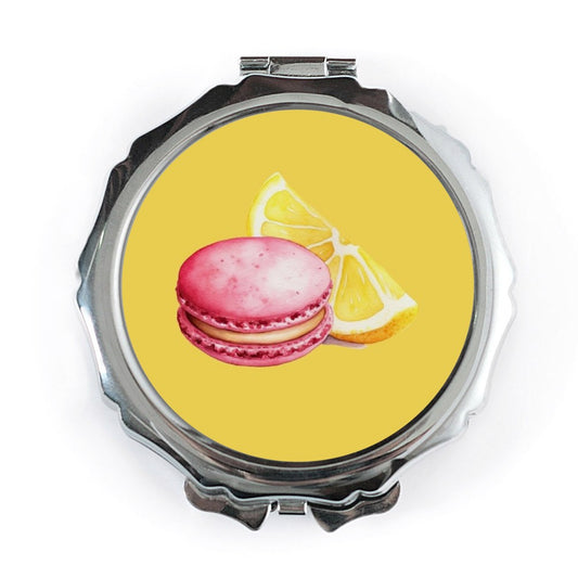 Macaron Pocket Mirror, Lemon Slice Design, Compact Mirror, Cute Mirror, Foodie Gift, Unique Gift, Makeup Mirror, Travel Mirror - Tawshia