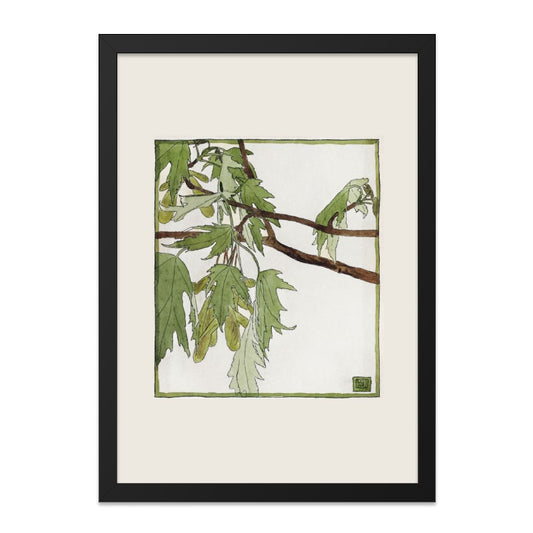 Maple Leaves Wall Art, Botanical Print, Vintage Style Artwork, Nature Inspired Decor, Framed Wall Art, Elegant Home Decor - Tawshia