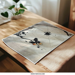 Spiderweb Photographic Print, Japanese Art, Nature Art Print, Watercolor Painting, Home Decor, Wall Art, Unique Gift Idea - Tawshia