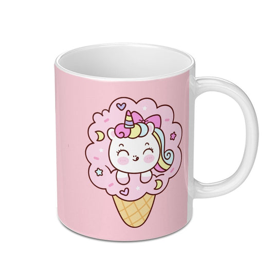 Cute Unicorn Mug, Kawaii Unicorn Art, Pastel Colors, Ice Cream Cone Design, Magical Creature Mug, Gift for Unicorn Lovers, Coffee Mug - Tawshia
