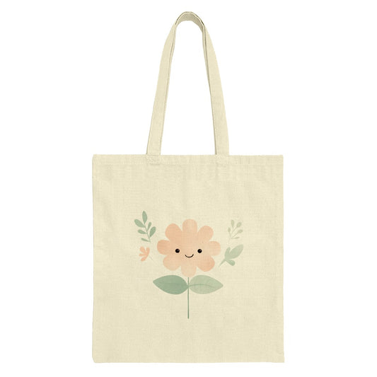 Cute Flower Tote Bag, Floral Design, Aesthetic Tote, Plant Lover Gift, Kawaii Flower Tote, Botanical Tote Bag - Tawshia