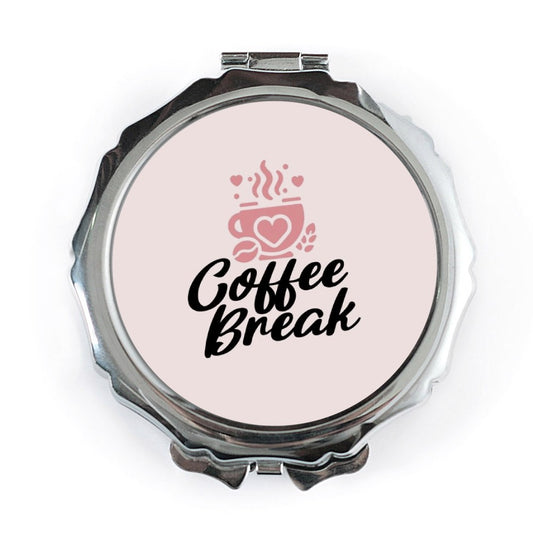 Coffee Break Pocket Mirror, Cute Mirror, Coffee Lover Gift, Pink Mirror, Pocket Mirror for Her, Unique Gift, Everyday Mirror - Tawshia