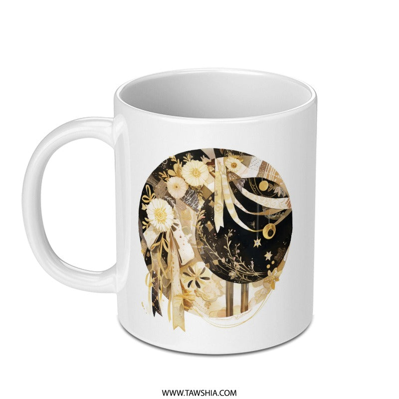 Boho Chic Mug, Celestial Pattern Coffee Mug, Feedback Quote Mug, Minimalist Decor Mug, Unique Gift Idea - Tawshia
