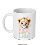 Lion Cub Mug, Roar Like a Lion, Cute Animal Coffee Cup, Baby Lion Lover Gift, Watercolor Style, Inspirational Mug, Lion Art Mug - Tawshia