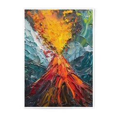 Erupting Volcano Photographic Print, Impasto Art Print, Nature Wall Art, Modern Home Decor, Landscape Photo Print - Tawshia